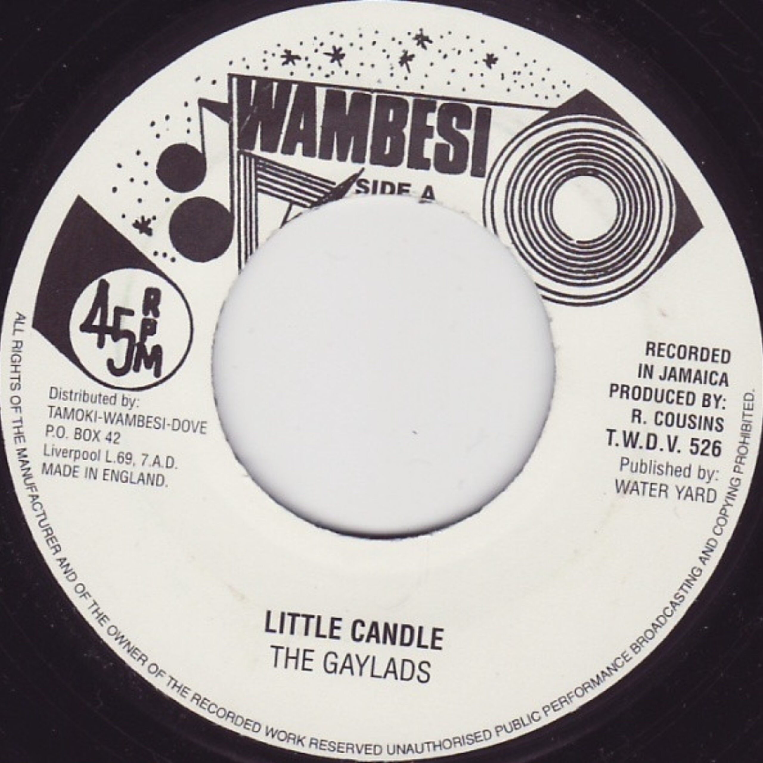 Tamoki Wambesi - The Gaylads - Little Candle - 7 Inch Vinyl Record