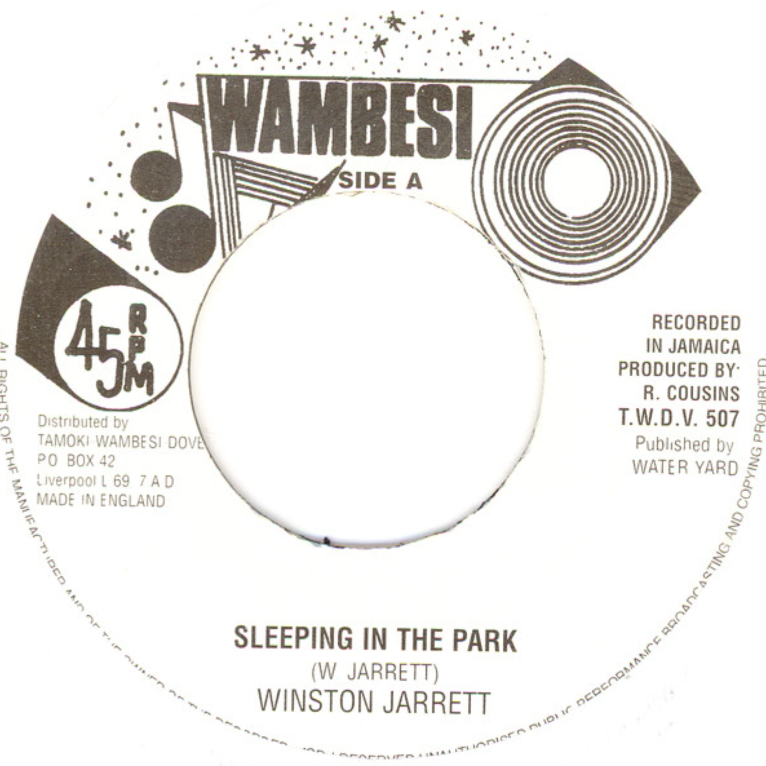 Tamoki Wambesi - Winston Jarrett - Sleeping In The Park - 7 Inch Vinyl Record